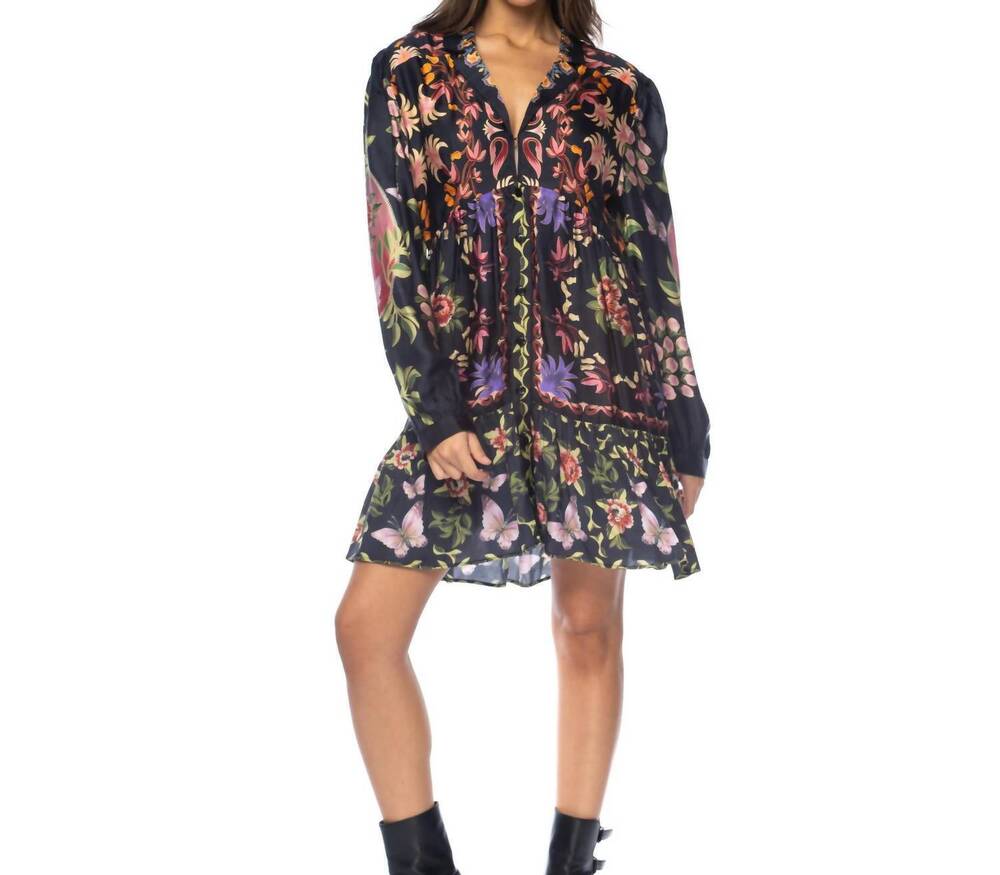 NEW MAHILA lune floral dress in black